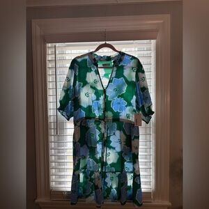 Sonoma Green and Blue Floral Dress